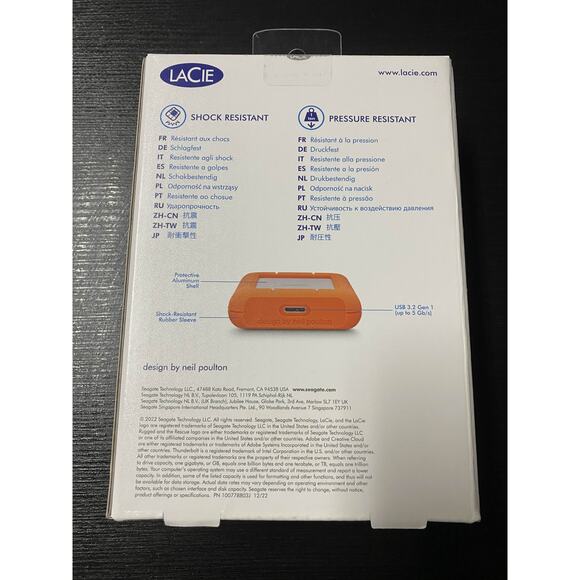 LaCie 5TB Rugged Mini Portable Hard Drive USB 3.0 (Sealed) - Picture 2 of 5